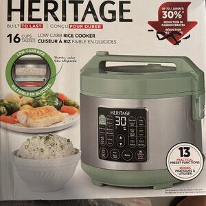 Heritage Digital Programmable Rice & Grain Cooker with 13 Pre-Set Cooking Functi